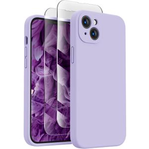 FireNova Designed for iPhone 14 Case, Silicone Upgraded [Camera Protection] Phone Case with [2 Screen Protectors], Soft Anti-Scratch Microfiber Lining Inside, 6.1 inch, Clove Purple