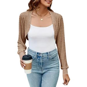 Imily Bela Women's Cropped Cardigan Shrugs | Casual, Long Sleeve, Knit Sweaters, Open Front, Bolero Shrugs for Dresses