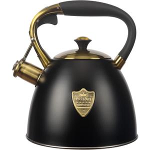 Tea Kettle -2.9 Quart Tea Kettles Stovetop Whistling Teapot Stainless Steel Tea Pots for Stove Top Whistle Tea Pot Black