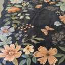 Lahome Floral Washable Rugs 8x10, Soft Ultra-Thin 8x10 Rugs for Living Room Bedroom, Easy Clean Boho Non-Slip Accent Carpet for Dining Room Office(8x10ft,Black/Grey)