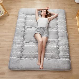 Japanese Futon Floor Mattress Foldable Tatami Mattress, Roll Up Sleeping Mat with Washable Cover for Adults,Child,Guest Twin Full Queen (Queen, Grey Triangle)