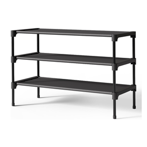 Shoe Rack - Premium Non-Woven Shoe Rack Shelf, Shoe Organizer for Closet, Entryway, Garage & Corridor, Sturdy & Durable Long Stackable Shoe Shelves, Medium, Black