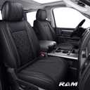 YIERTAI 5pcs Car Seat Covers Compatible with Dodge Ram Custom Fit 2009-2024 1500 2010-2024 2500 3500 Pickup Classic Laramie Bighorn Mega Cab Limited Longhorn Waterproof Leather, Full Set Black