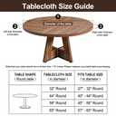 Subakvo Round Vinyl Fitted Tablecloth, Waterproof Elastic Table Covers Wipeable Flannel Backed Tablecloths for Picnic Camping Indoor and Outdoor (Beige Wood, Fits 45" - 56" Diameter Tables)
