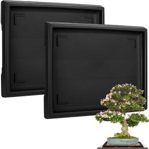 Pinkunn 2 Pcs Bonsai Humidity Tray Rectangular Drip Tray Plastic Plant Water Catcher Plant Saucers for Indoors and Outdoors Cactus,Succulents,Bonsai Tree,Stone Not Included (15.7 x 13 Inch)