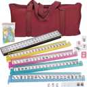 American Mahjong Set 166 Tiles, 4 Colors All-in-One Rack/Pushers, Red Soft Bag and Accessories Classic Full Size Complete Mahjong Set.