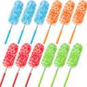 Tanlade 12 Pcs Microfiber Feather Duster for Cleaning 13-31 Inch Extendable Cobweb Dusters Ceiling Fan Duster Washable Bendable Tool for Office Car Window Furniture, 4 Colors (Bright Color)