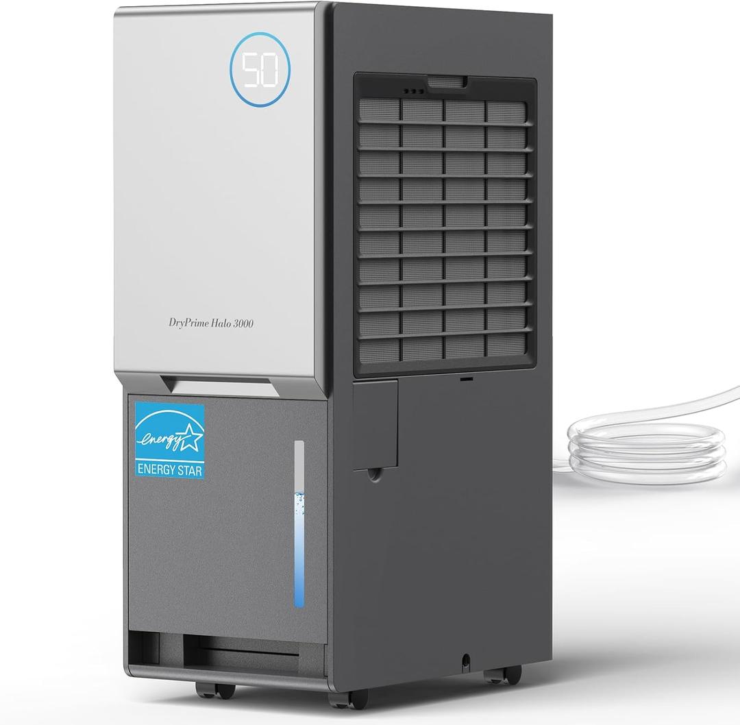 Gasbye 3200 Sq.Ft. Most Efficient Energy Star 2024 Dehumidifier for Basement with Drain Hose, Max 95 Pints/D Dehumidifier for Large Room, [45dB Quiet Compressor], Easy Drainage, Auto-restart, Grey