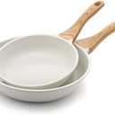 SENSARTE Nonstick Frying Pan Skillets, White Ceramic Coating Omelette Pans, Healthy Cookware Chef's Pan, Free of PTFE & PFAS (8+10 Inch)