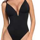 Popilush Shapewear Bodysuits for Women - Tummy Control Body Suits for Womens Deep V Corset Tops Thong Concert Outfits, M