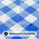 Smiry 8 Foot Picnic Table Cloth, Flannel Backed Fitted Vinyl tablecloths | Waterproof Elastic Rectangle Tablecloth ,Buffalo Plaid Table Covers for Dining, Camping, Outdoor (Blue and White, 36" x 96")