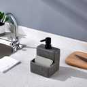 zccz Soap Dispenser with Sponge Holder, Liquid Hand and Dish Soap Dispenser Pump Bottle and Sponge Holder 2 in 1 for Kitchen Sink Bathroom Counter Storage and Organization Black Marble Look
