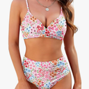 ZAFUL Women High Waisted Bikini Sets Two Piece Swimsuit Push Up Twist Front Ruched Bathing Suit 2XL