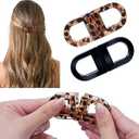 Mesovor 2 Pack Magnetic Hair Clips, Strong Magnetic Hold No-Slip Hair Styling Clips | Seamless 2-in-1 Magnet Hairclips for Easy Everyday Hairstyles (Black, Leopard)
