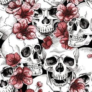 LwenSnow Skull Peel and Stick Wallpaper Red Sugar Skull Flora Gothic Wallpaper Vinyl Removable Self Adhesive Wallpaper for Bedroom Accent Wall Decorations 17.3"x118"