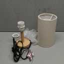 Small Table Lamp for Bedroom, Nightstand Lamp Linen Lampshade Bedroom Wood Base Small Bedside Lamp for Night Stands, Desk Lamps for Reading Living Room, Office (LED Bulb Included) (Wood Base)