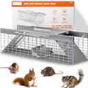 HOMESTEAD 18-Inch Humane Live Animal Trap, Dual-Door Metal Cage for Squirrels, Chipmunks, Rats, Weasels and Similar-Sized Small Animals, Indoor & Outdoor Use, Fully Assembled