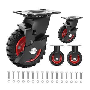 5 Inch Outdoor Caster Wheels Set of 4 Heavy Duty for All Terrain (2 Brake)