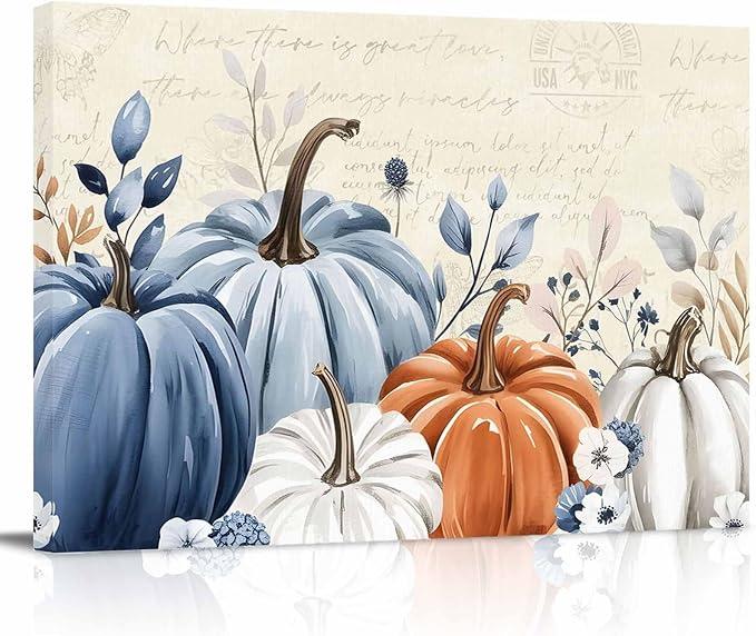 Eucalyptus Leaves Floral Thanksgiving Botanical Vintage Wall Decor Modern Artwork Paintings for Living Room Stretched and Framed Ready to Hang 60" x 40"