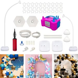 Balloon Arch Kit with Balloon Pump Electric, 8.2FT & 5FT Free Bending Balloon Arch Stand, Half Arch Frame Balloons Column Stand with Water Fill Base for Wedding Baby Shower Birthday Party Decor