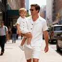 Kid Toddler Boy Clothes Short Sleeve Button-Down Shirt+Shorts+White Vest Summer Clothing Set 2-12 Years (White, M)