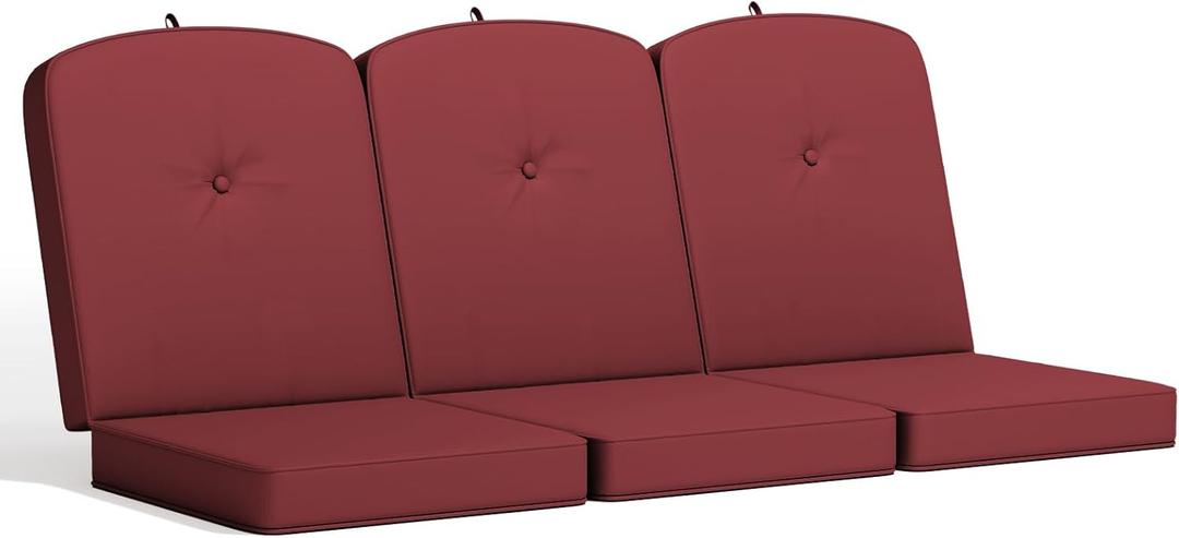 Outdoor Porch Swing Cushions 3 Seater, Replacement Cushions for Outdoor Swing, Patio Swing Cushion 25D Foam (Red, 61.5x39x3in)