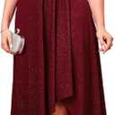 ZOMVA Plus Size 4X Sparkly Glitter Formal Maxi A Line Dress Sparkle Wrap Ruffle Sleeve Prom Dresses Cocktail Evening Gown