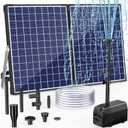 POPOSOAP 35W Solar Fountain Pump, 420GPH Solar Pond Pump with Dry-Run Protection, Solar Powered Water Pump with PVC Tubing, 17Ft Cord for Ponds, Garden, Hydroponics, Waterfall