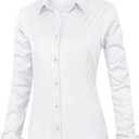 Womens Dress Shirts Long Sleeve, White, Size S