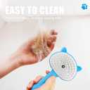 2 x 4-in-1 Pet Steam Spray Brush With Handle, Rubber Brush With Release Button, Dog Comb for Longhair & Shorthair Cat & Dog Cleaner (Blue)