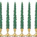 6 Set Christmas Tree Shaped Taper Candles with Holder 10 Inch Christmas Tree Shaped Candles Decorative Xmas Gifts for Centerpiece Decorations