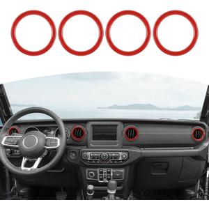 RT-TCZ for Wrangler JL Dash Air Vents Cover Trim Stickers Red for Jeep Wrangler JL JLU Gladiator JT 2018-2023 Red Interior Accessories 4pcs