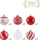 Valery Madelyn Christmas Ornaments Tree Decorations, 30ct Red and White Shatterproof Christmas Ball Ornaments Set, 2.36 Inch Hanging Ornament Bulk for Xmas Holiday Party Decor