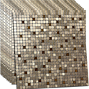 XUANINY 10-Piece Peel and Stick Backsplash for Kitchen Aluminum 3D Wall Sticker Panel Self-Adhesive Metal Mosaic Tile (11.41"x11.41" Bronze)