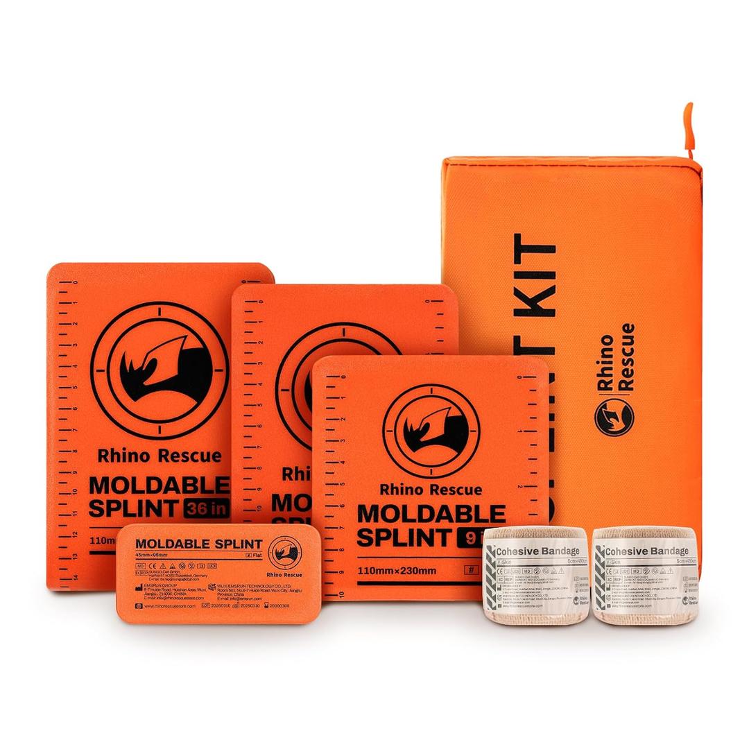 RHINO RESCUE First Aid Splint 36" X 4.3" Orange-Gray, Keep Bones in Position (6, Splint Bundle)