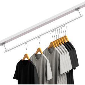 Closet Rail Hanging Closet Rod, 41" Any Angle Clothes Hanging Rail Under Stairs Storage Sloped Ceiling Mount Clothes Rod for Under Stairs Attic Bedroom Wall Mount(White)