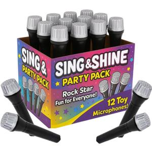 ArtCreativity Toy Microphone Set for Kids 5.5 Inch - 12 Count - Pretend Play Plastic Mics for Karaoke Fun - Stage or Costume Prop - Birthday Party Favors, Goody Bag Fillers for Boys, Girls, Toddlers