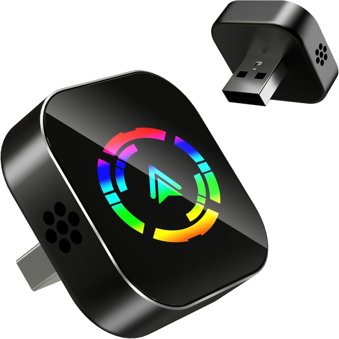 Wireless CarPlay Adapter, 2026 Upgraded Wired to Wireless for Apple CarPlay & Android Auto, Mini USB Design Car Play Adapter with Type-C Extension, Plug and Play, Stable Connection & No Latency