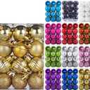 Emopeak 24Pcs Christmas Balls Ornaments for Xmas Christmas Tree - 4 Style Shatterproof Christmas Tree Decorations Hanging Ball for Holiday Wedding Party Decoration (Gold, 1.3"/3.2CM)