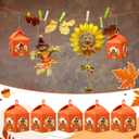 VIHOSE 16 Sets Thanksgiving Turkey Crafts Fall Thanksgiving Tissue Paper Lanterns Craft Kits Bulk Make Your Own Autumn Harvest Party Suncatchers Ornament for Home Fall Theme Party Favors