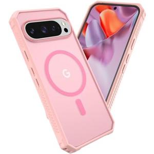 Caka Magnetic Dual Layer Translucent Slim Shockproof Protective Case for Google Pixel 9 Pro (2024) Pink - MagSafe Compatible Pack of 2