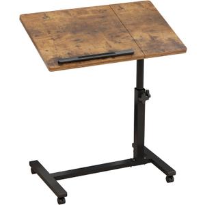 LINGMI Overbed Bedside Desk Mobile Rolling Laptop Stand Tilting Overbed Table with Wheels Height Adjustable Tray Table for Laptop Bed Sofa Side Table