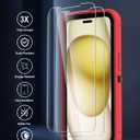 Tall silver for iPhone 15 Case with [2 Screen Protector ], Military Grade Shockproof Heavy Duty Drop Protection Rugged Case 6.1"(red Black)