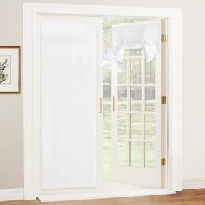RYB HOME Linen Blended French Door Window Curtains, Room Darkening Tricia Door Shades Blinds Portable for Patio/Office/Classroom Privacy, W 26 x L 72 inch, 1 Panel, White