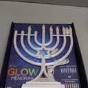 LED Electric Blue Hanukkah Menorah with Special Effects - Battery/USB Powered, Star of David, 4 Lighting/Blinking Modes, Large LED Bulbs, Chanukah Traditional Electric Menorahs - White