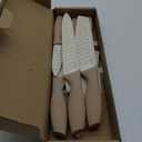 CAROTE 12PCS Knife set with Blade Guards,Granite Nonstick Ceramic Coating,Stainless Steel blade, Wooden Handle, Essential knife set,White (12pcs, White)