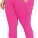 MOREFEEL Capri Plus Size Leggings for Women with Pockets-Stretchy  Tummy Control High Waist Workout Black Yoga Pants, 3XL, Hot Pink 