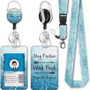 Stay Positive Lanyards for ID Badges, Badge Reel Retractable Badge Holder with Lanyard for Teacher, Women, Kids, Set Of 2