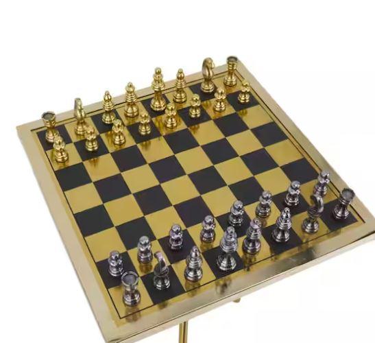 Gold Aluminum Table Chess Game Set  , 22''wx 22''h