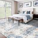 XLUEZ 10x14 Area Rugs for Living Room, Washable Modern Abstract Large Area Rug Neutral Soft Non Slip Kids Rug Stain Resistant Indoor Carpet for Bedroom Dining Room Playroom Home Office(Blue, 10'x14')
